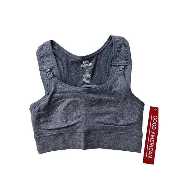 Good American Size 0/1 Maternity Seamless Nursing Bra XS/S Heather Grey - Picture 12 of 13